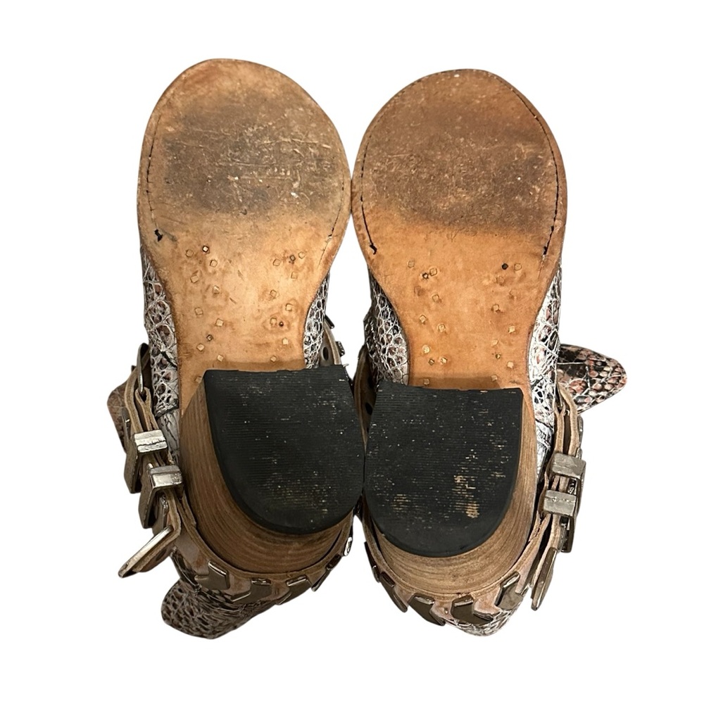 FREEBIRD by Steven Pink Blade Croc Embossed Studded Block Heel Ankle Bootie - Picture 8 of 12